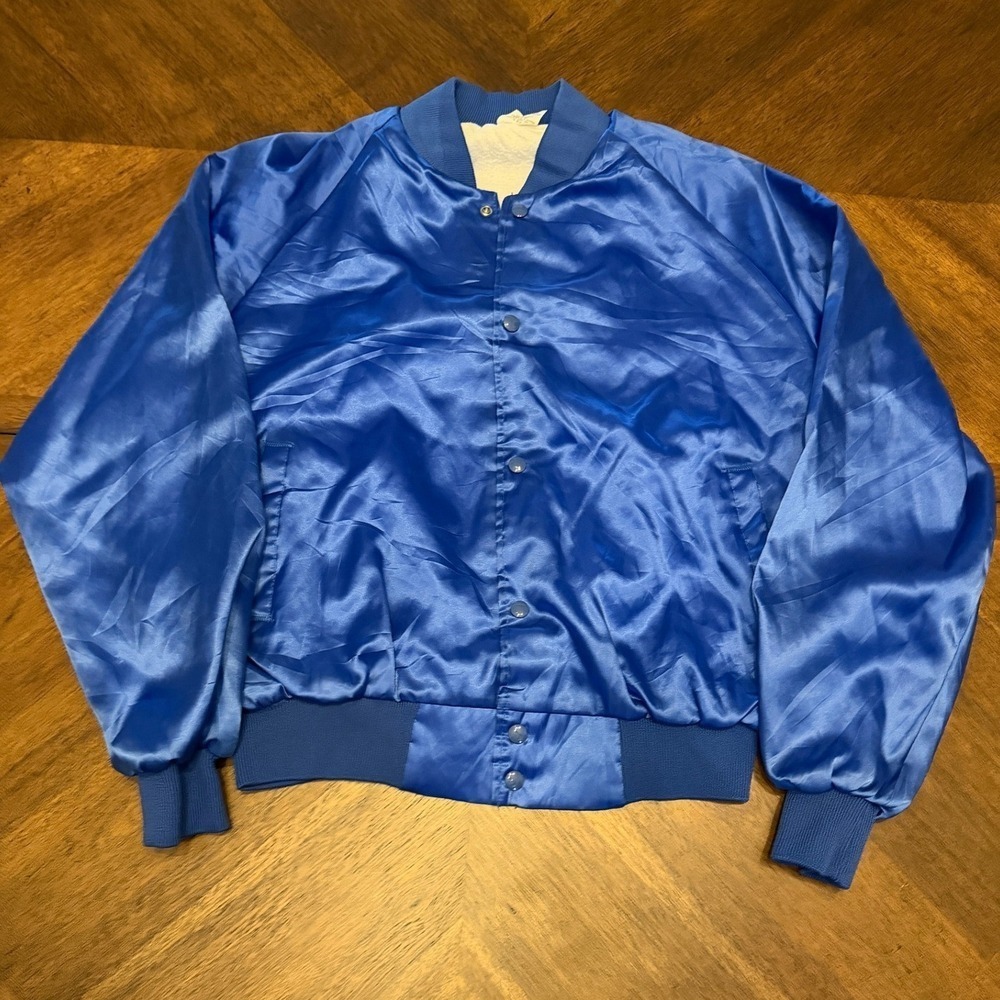 Auburn Sports LA Dodgers Satin Bomber Jacket Blue Mens XL Vintage Made‎ in USA